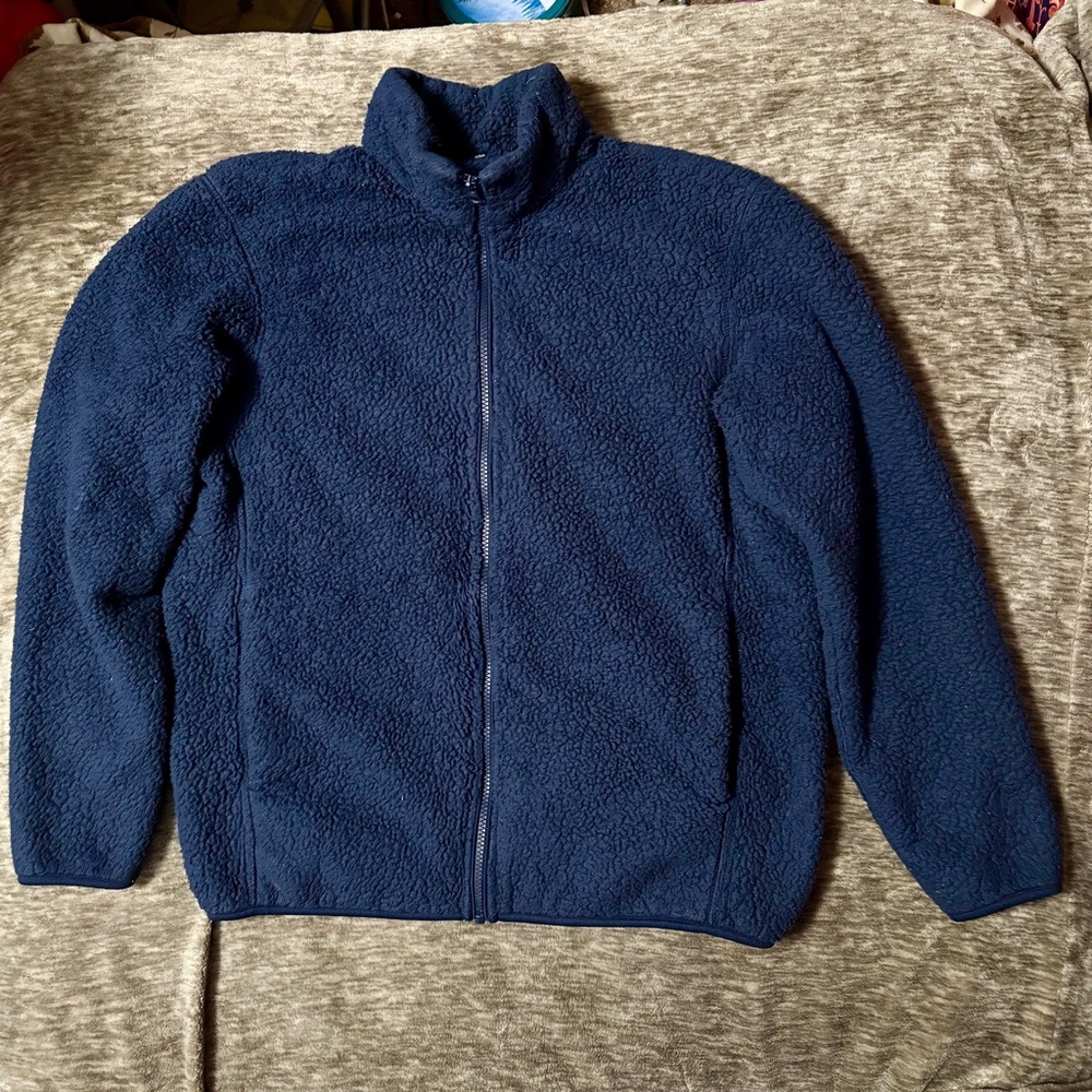 Navy Blue Fleece Zip-up Jacket M